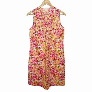 J Jill Love Linen Floral Short Dress Womens XS Colorful Sundress Resort Vacation